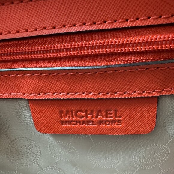 Michael Kors Studded Selma Small Purse Orange Leather Crossbody Bag - Picture 4 of 4